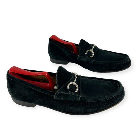 Men genuine GUCCI black suede leather horse bit loafers shoes 7.5 8 US main image 7